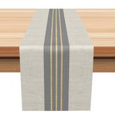 Aperturee - Grey Yellow Line Simple Fabric Texture Table Runner